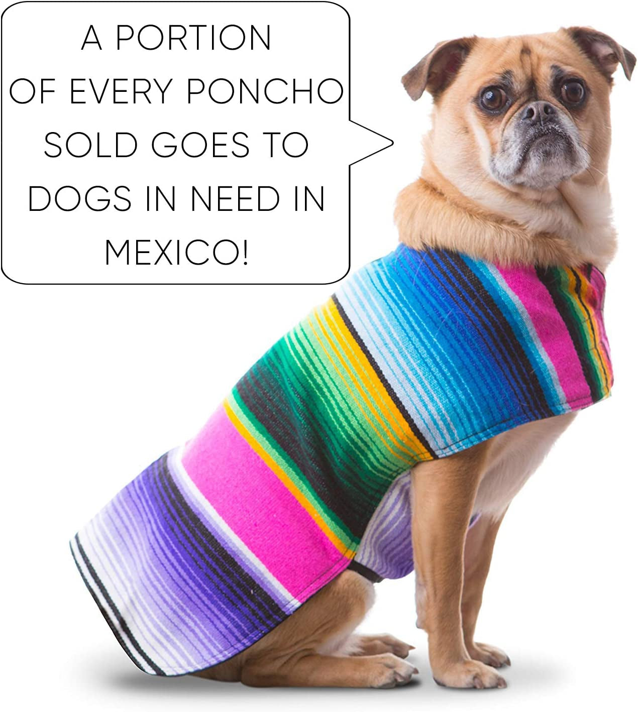 Dog Clothes - Handmade Dog Poncho from Authentic Mexican Blanket by  (Pink, XXL)