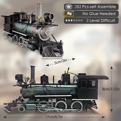 Puzzle 3D Metal Mogul Locomotive 282Pcs Assembly Model Building Kit DIY Toys for Adult