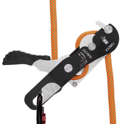 Outdoor Rock Climbing Descent Device STOP Handle-Control Abseiling Device Downhill Descender Rappelling Brake