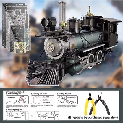 Puzzle 3D Metal Mogul Locomotive 282Pcs Assembly Model Building Kit DIY Toys for Adult