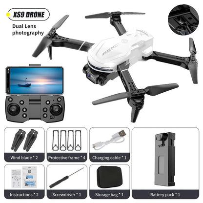 NEW XS9 Drone Professional HD 8K Dual Camera Aerial Photography High Hold Mode Helicopter Obstacle Avoidance RC 5KM Plane Toys