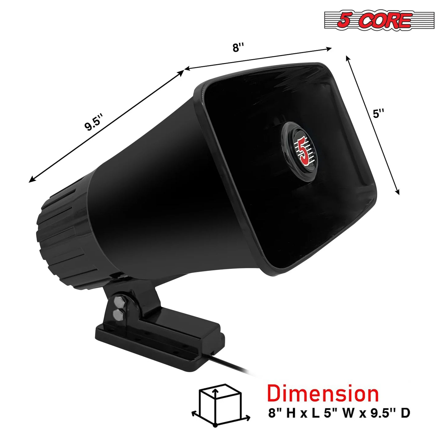 5Core Indoor Outdoor PA Horn Speaker 5 X 8 Inch Loud PA System 8 Ohm 65W Loud Siren Audio