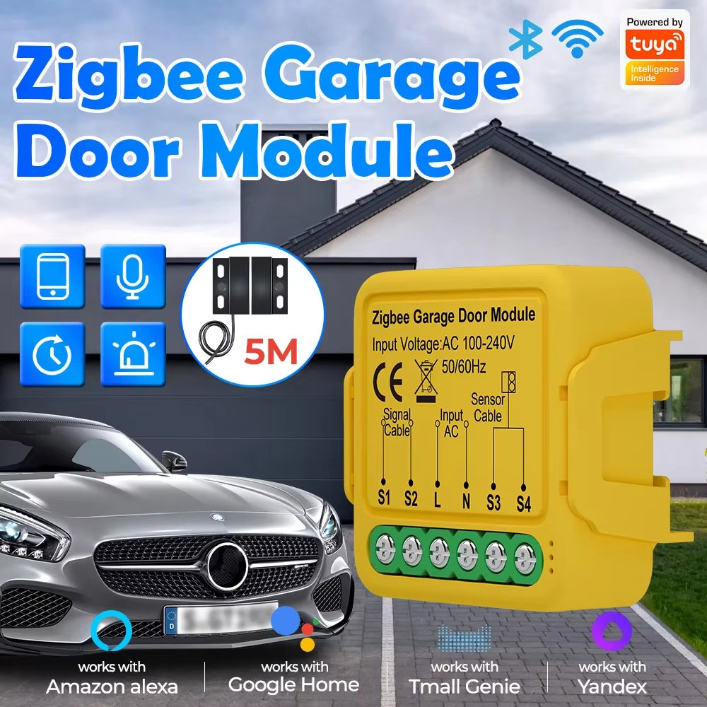 Tuya Zigbee Garage Door Opener Controller Module Remote Control Switch Smart Life App Work with Alexa Google Home Assistant