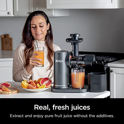 Ninja JC151 NeverClog Cold Press Juicer Powerful Slow Juicer with Total Pulp Control Countertop Electric 2 Pulp Functions Dishwasher Safe 2nd Generation Charcoal