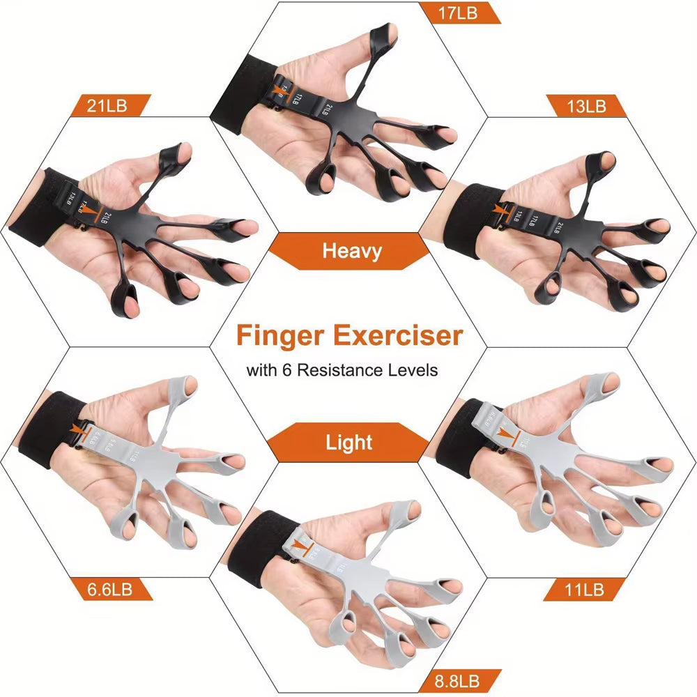 Finger Training Exercise Stretcher Hand Grips Adjustable Strengthener Resistance Band Trainer Hand Brush Expander Exercise