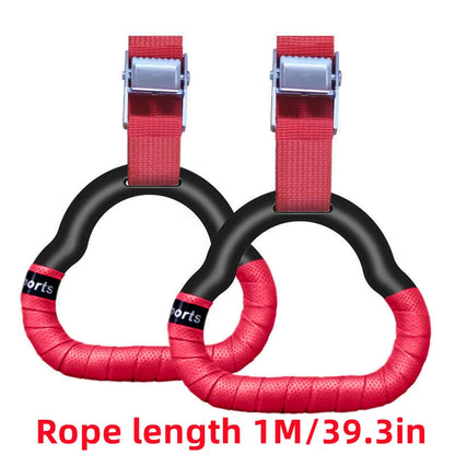 Gymnastics Rings Kid Horizontal Bar Indoor Non-Slip Gym Toy Rings with Swing Adjustable Straps Pull-Up Workout Fitness Equipment