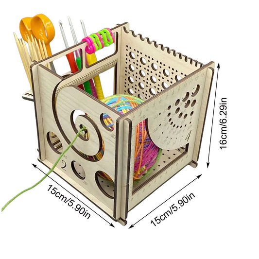 All-In-One Wooden Yarn Bowl Crochet Organizer Storage Holder DIY Wooden Yarn Dispenser Knitting Bowl for Knitting Crochet Skeins