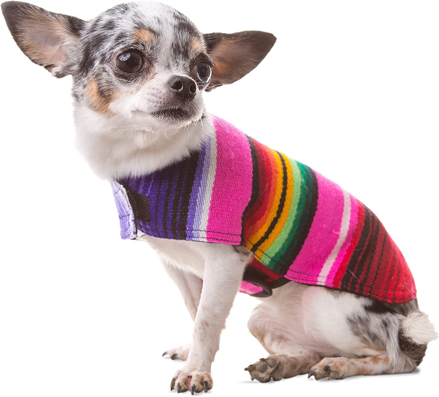 Dog Clothes - Handmade Dog Poncho from Authentic Mexican Blanket by  (Pink, XXL)