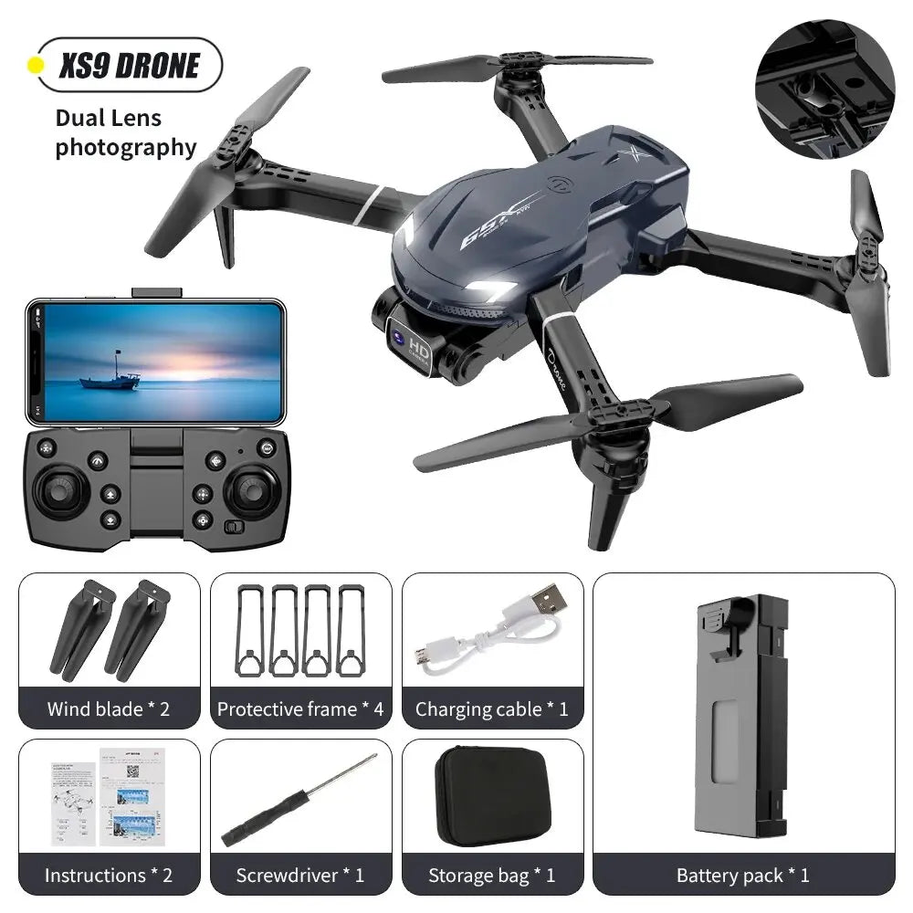 NEW XS9 Drone Professional HD 8K Dual Camera Aerial Photography High Hold Mode Helicopter Obstacle Avoidance RC 5KM Plane Toys