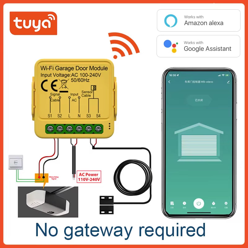 Tuya Zigbee Garage Door Opener Controller Module Remote Control Switch Smart Life App Work with Alexa Google Home Assistant